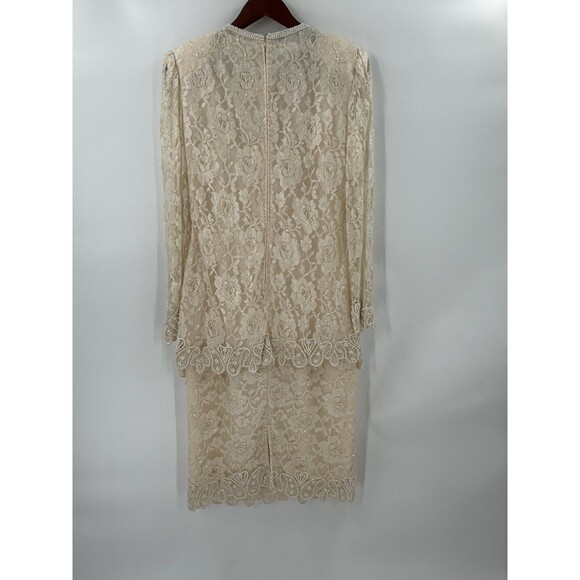 VINTAGE BRILLIANTE by J.A. Silk Beaded  Dress EMBELLISHED PEARL SEQUIN SZ SMALL - Picture 2 of 11